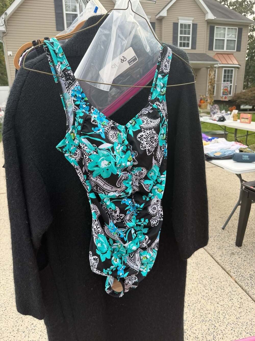 Azul Y2k Floral Paisley Tankini Swimsuit Set Teal Black Skirted 12 ...,